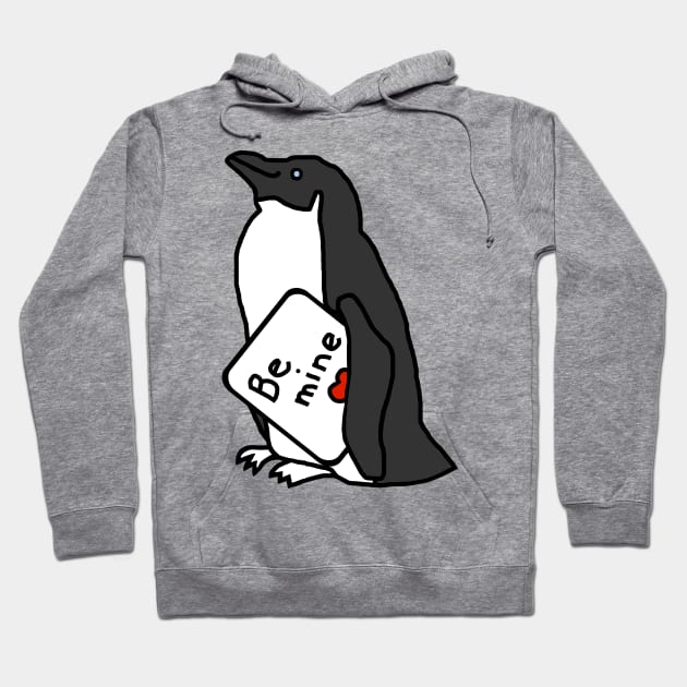 Cute Penguin says Be Mine on Valentines Day Hoodie by ellenhenryart